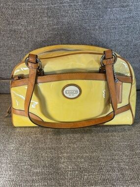 Coach Peyton Embossed Patent Yellow Leather Satchel
